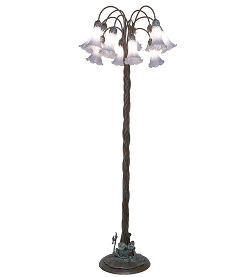 61" High Gray Tiffany Pond Lily 12 Light Floor Lamp