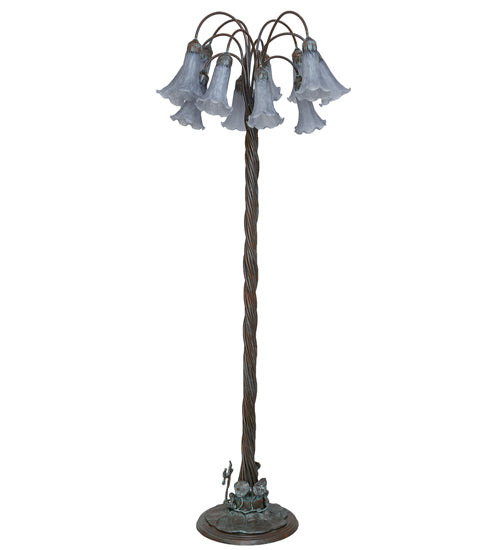 61" High Gray Tiffany Pond Lily 12 Light Floor Lamp