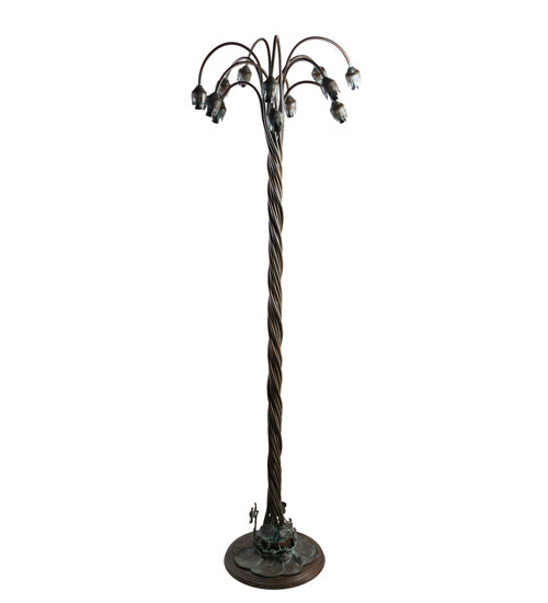 61" High Gray Tiffany Pond Lily 12 Light Floor Lamp