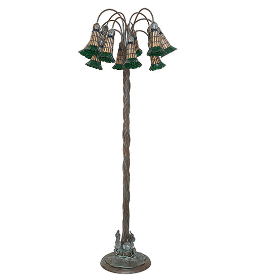 61" High Stained Glass Pond Lily 12 Light Floor Lamp