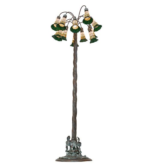 61" High Stained Glass Pond Lily 12 Light Floor Lamp