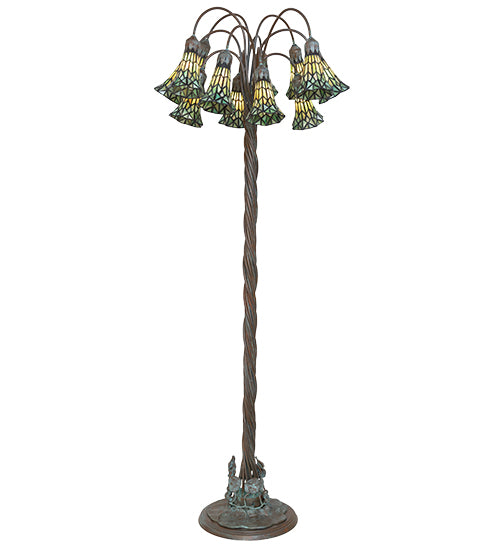 61" High Stained Glass Pond Lily 12 Light Floor Lamp