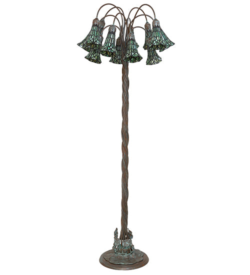 61" High Stained Glass Pond Lily 12 Light Floor Lamp