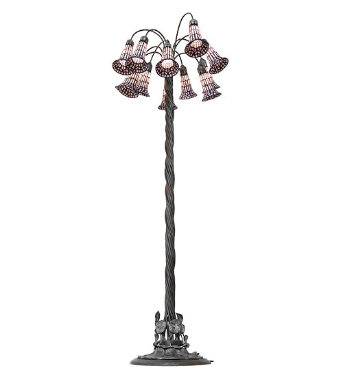 61" High Stained Glass Pond Lily 12 Light Floor Lamp