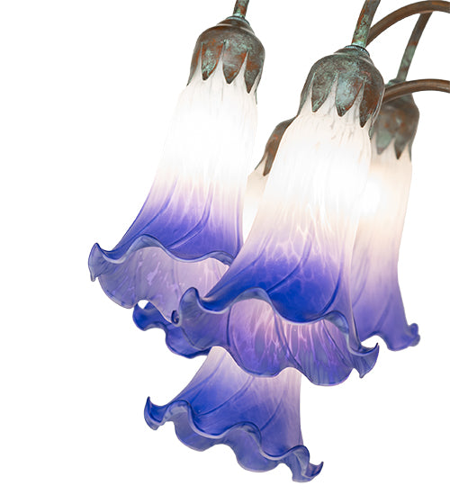 61" High Blue/White Tiffany Pond Lily 12 Light Floor Lamp