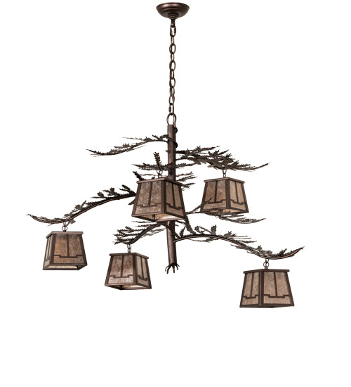 36" Wide Pine Branch Valley View 5 Light Chandelier