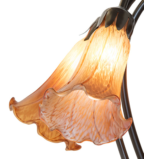 16" High Amber Tiffany Pond Lily 5 Light Table Lamp