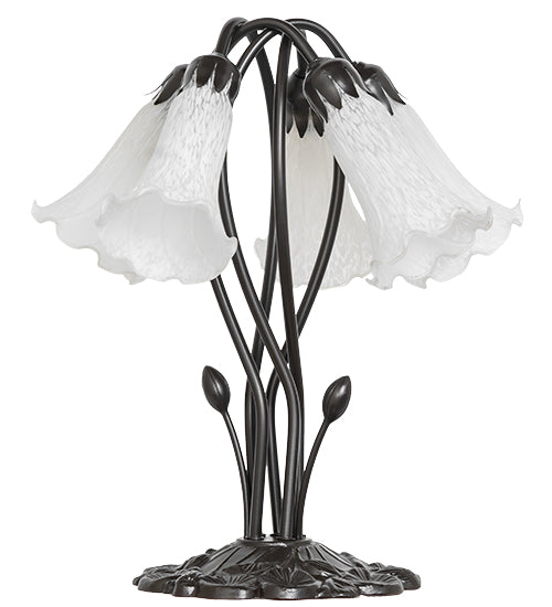 16" High White Tiffany Pond Lily 5 Light Table Lamp