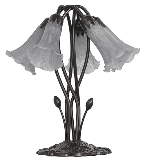 16" High Gray Tiffany Pond Lily 5 Light Table Lamp