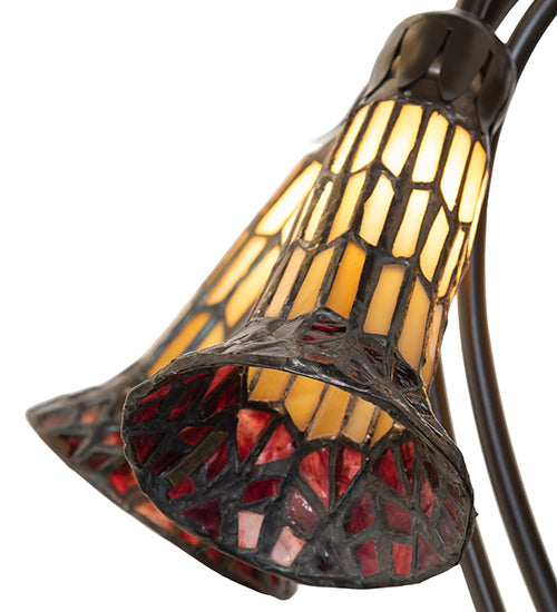 16" High Stained Glass Pond Lily 5 Light Table Lamp