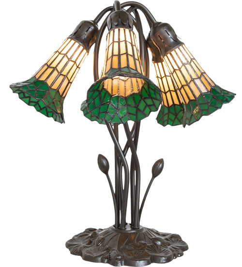 16" High Stained Glass Pond Lily 5 Light Table Lamp