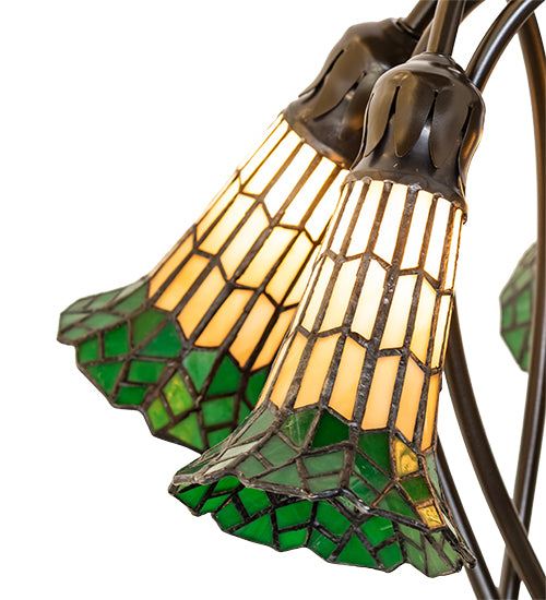 16" High Stained Glass Pond Lily 5 Light Table Lamp