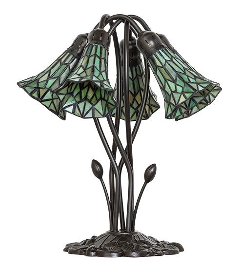 16" High Stained Glass Pond Lily 5 Light Table Lamp