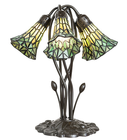 16" High Stained Glass Pond Lily 5 Light Table Lamp