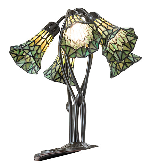 16" High Stained Glass Pond Lily 5 Light Table Lamp