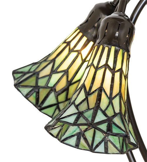 16" High Stained Glass Pond Lily 5 Light Table Lamp