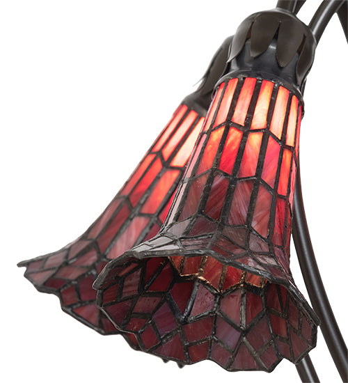 16" High Stained Glass Pond Lily 5 Light Table Lamp