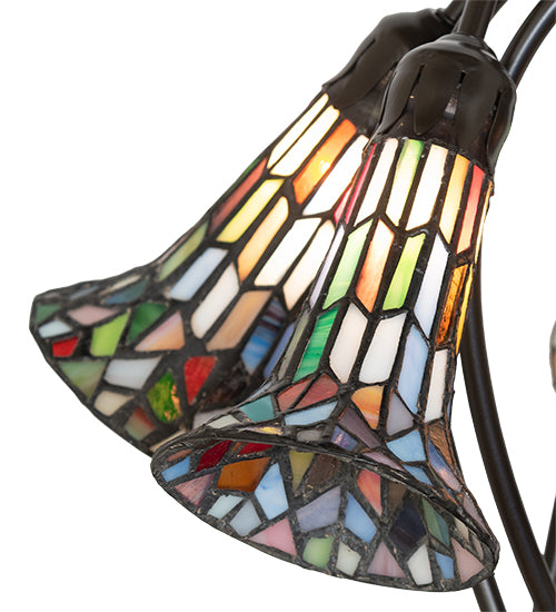 16" High Stained Glass Pond Lily 5 Light Table Lamp