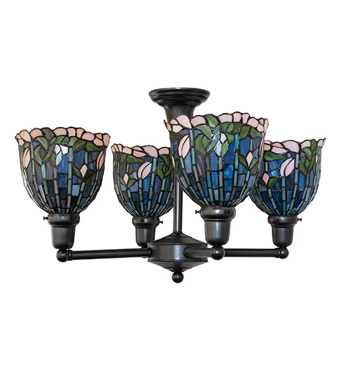 23" Wide Flowering Lotus Revival 4 Light Chandelier