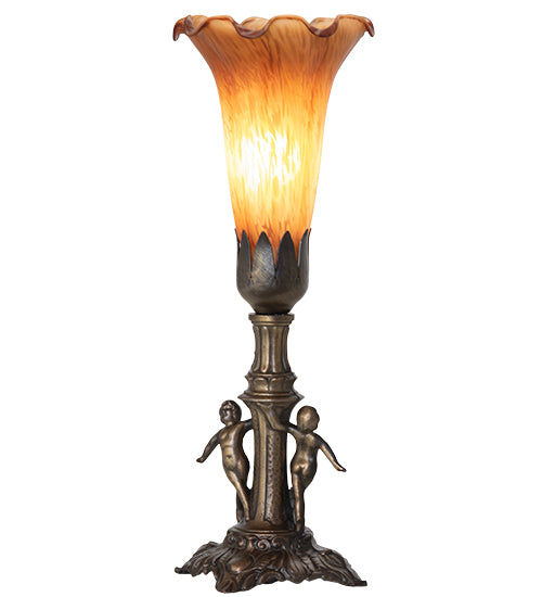 11" High Amber Tiffany Pond Lily Maidens Mini Lamp