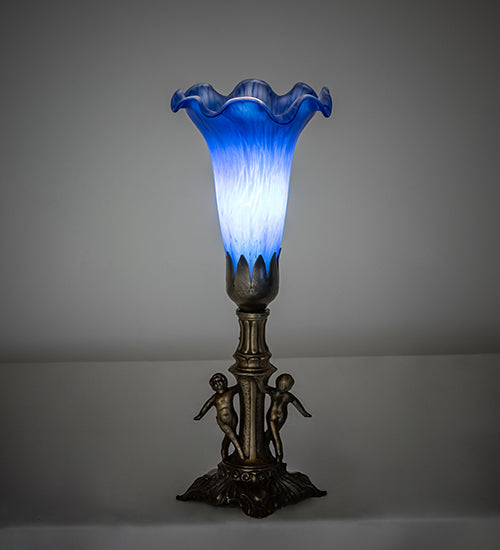 11" High Blue Tiffany Pond Lily Maidens Mini Lamp