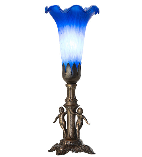 11" High Blue Tiffany Pond Lily Maidens Mini Lamp