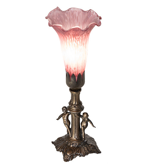 11" High Lavender Tiffany Pond Lily Maidens Mini Lamp