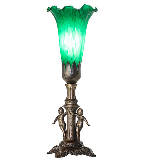 11" High Green Tiffany Pond Lily Maidens Mini Lamp