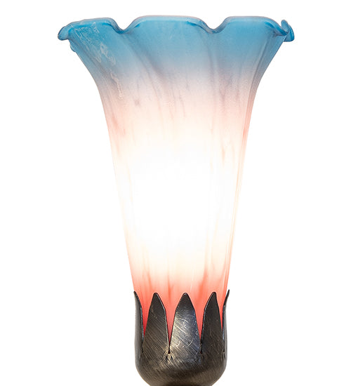 11" High Pink/Blue Tiffany Pond Lily Maidens Mini Lamp