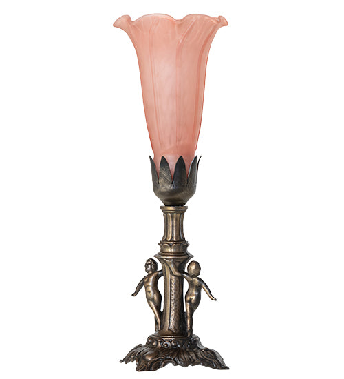 11" High Pink Tiffany Pond Lily Maidens Mini Lamp