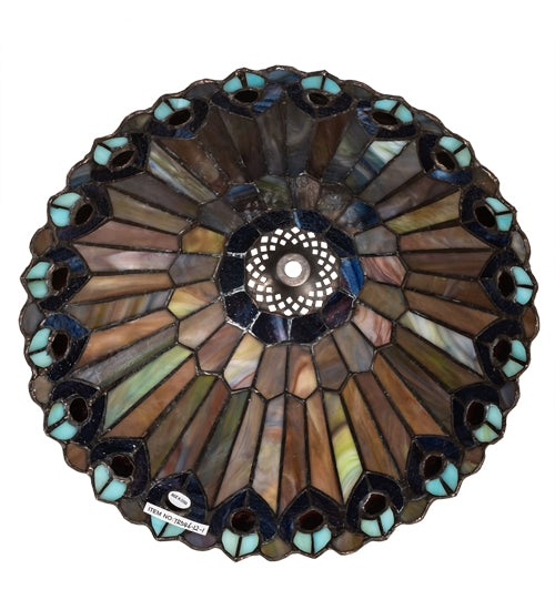 12" Wide Tiffany Jeweled Peacock Shade