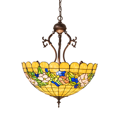 20" Wide Tiffany Pansy Inverted Pendant