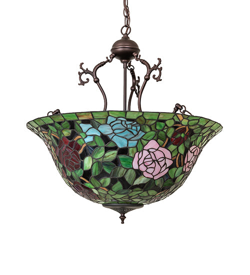 24" Wide Tiffany Rosebush Inverted Pendant