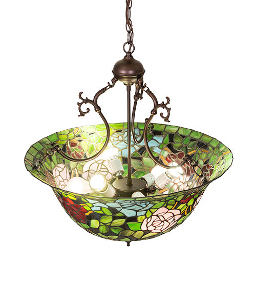 24" Wide Tiffany Rosebush Inverted Pendant