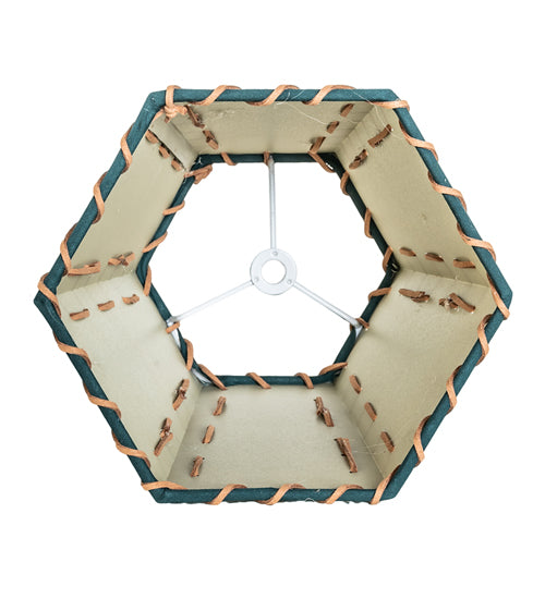 7" Wide Faux Leather & Rawhide Hexagon Shade