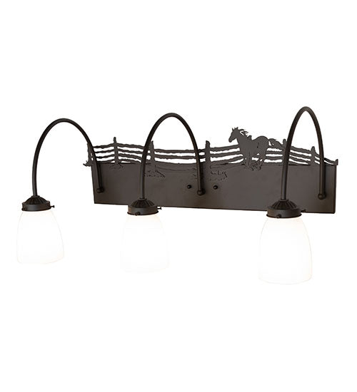 27" Wide Running Horse 3 Light Vanity Light