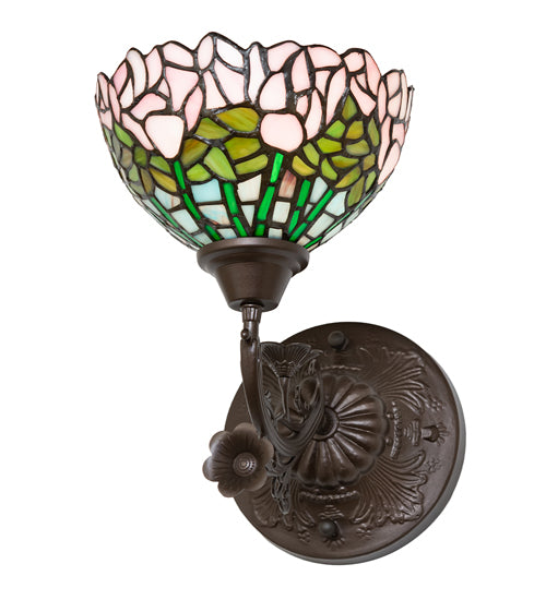 8" Wide Tiffany Cabbage Rose Wall Sconce