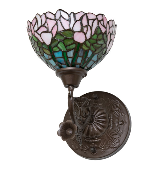 8" Wide Tiffany Cabbage Rose Wall Sconce