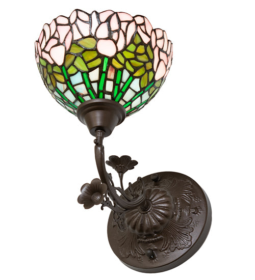 8" Wide Tiffany Cabbage Rose Wall Sconce