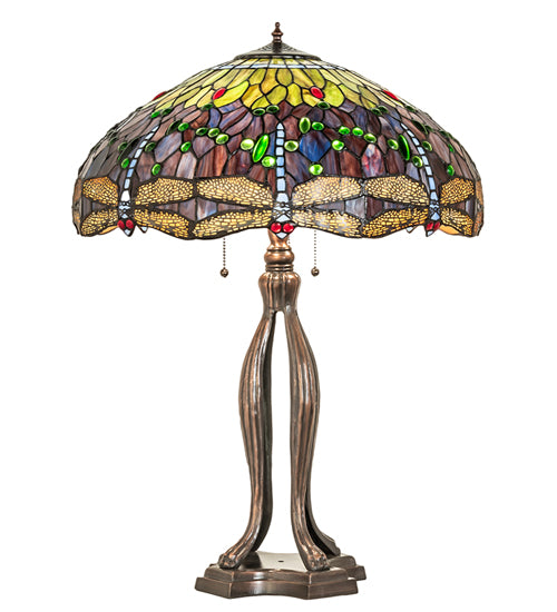 33" High Tiffany Hanginghead Dragonfly Table Lamp