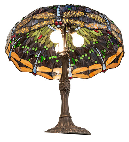 26" High Tiffany Hanginghead Dragonfly Table Lamp