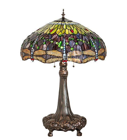 31" High Tiffany Hanginghead Dragonfly Table Lamp