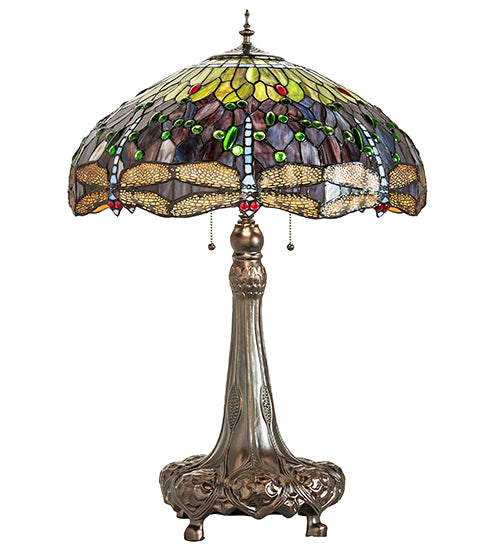 31" High Tiffany Hanginghead Dragonfly Table Lamp