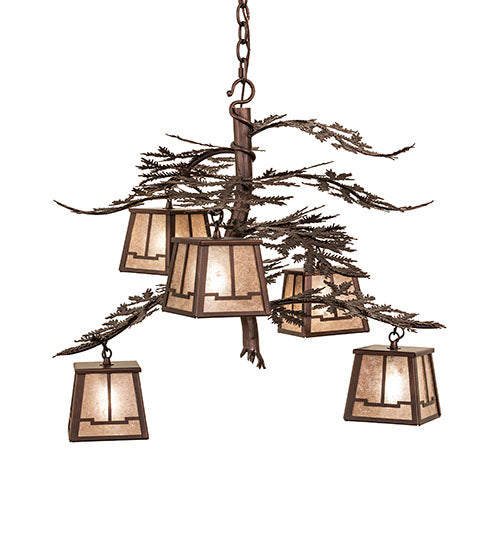 28" Wide Pine Branch Valley View 5 Light Chandelier