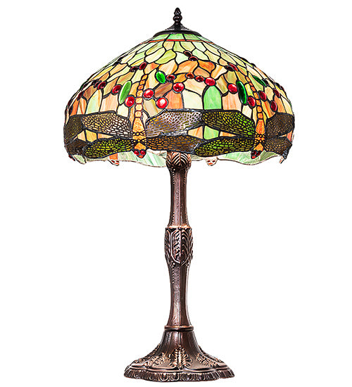 26" High Tiffany Hanginghead Dragonfly Table Lamp