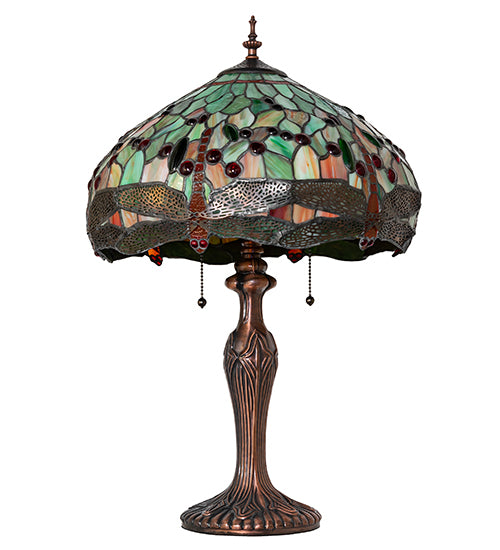 23" High Tiffany Hanginghead Dragonfly Table Lamp