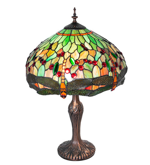 23" High Tiffany Hanginghead Dragonfly Table Lamp