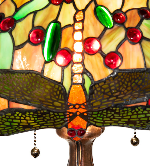 23" High Tiffany Hanginghead Dragonfly Table Lamp