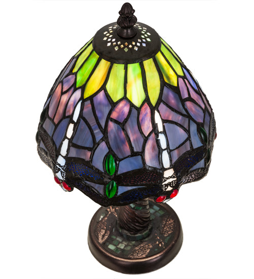 12"H Tiffany Hanginghead Dragonfly W/Mosaic Base Mini Lamp