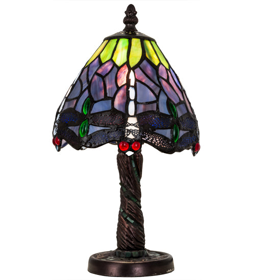 12"H Tiffany Hanginghead Dragonfly W/Mosaic Base Mini Lamp